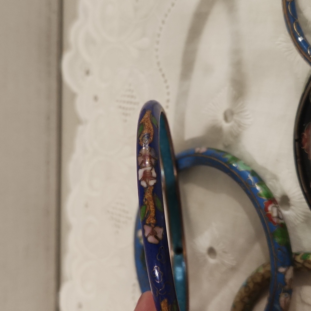 5 Cloisonne Floral Pattern Bangle Bracelets - image 6